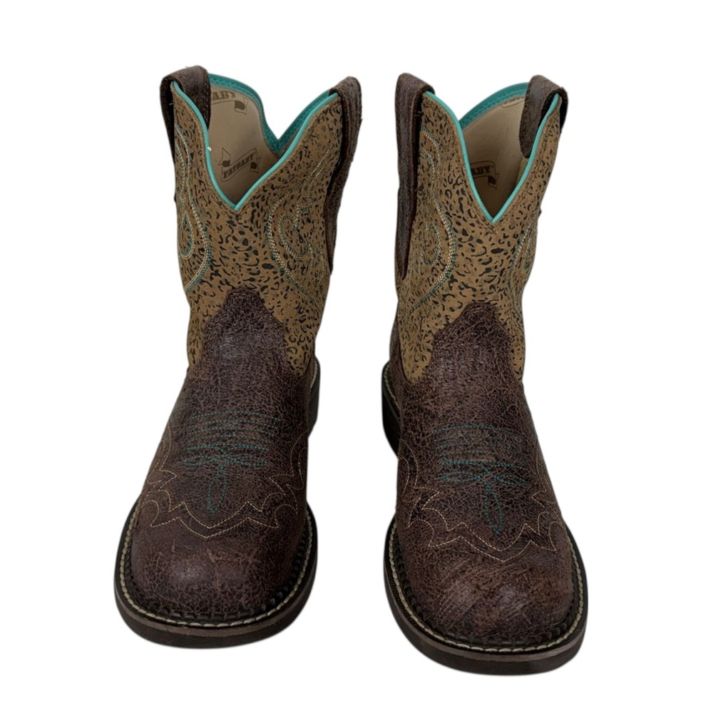 Ariat FatBaby Leopard Cowboy Boots Womens US 8 B Brown 10015363 Outdoors Leather - Picture 5 of 16